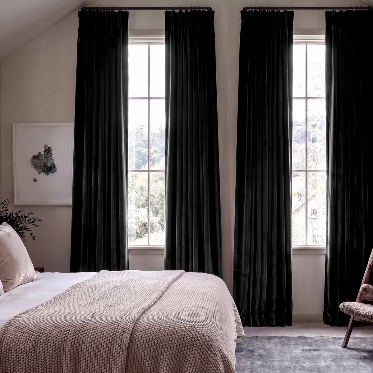 Warm Black Signature Velvet Blackout Curtain