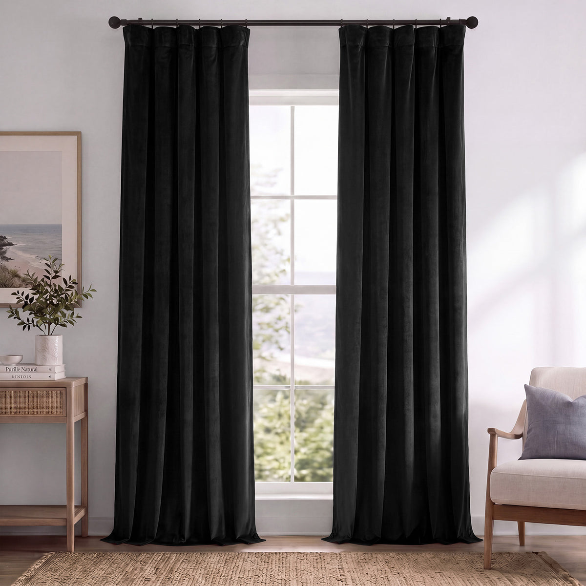 Warm Black Signature Velvet Blackout Curtain