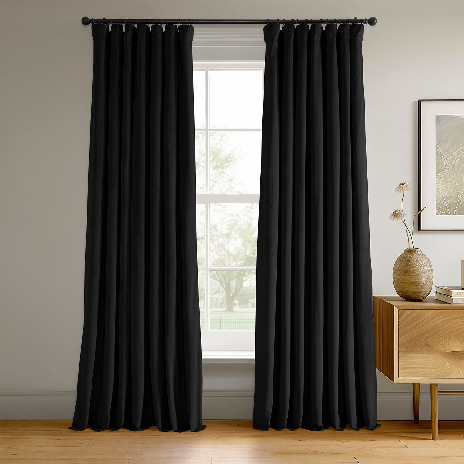 Warm Black Signature Velvet Blackout Curtain