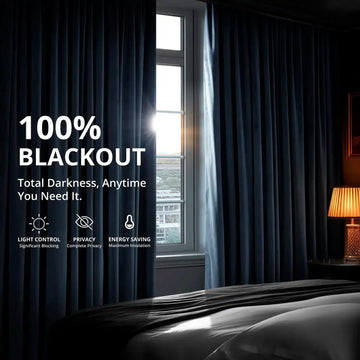 Midnight Blue French Pleat Signature Velvet Blackout Curtain