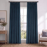 Midnight Blue Pinch Pleat Signature Velvet Blackout Curtain