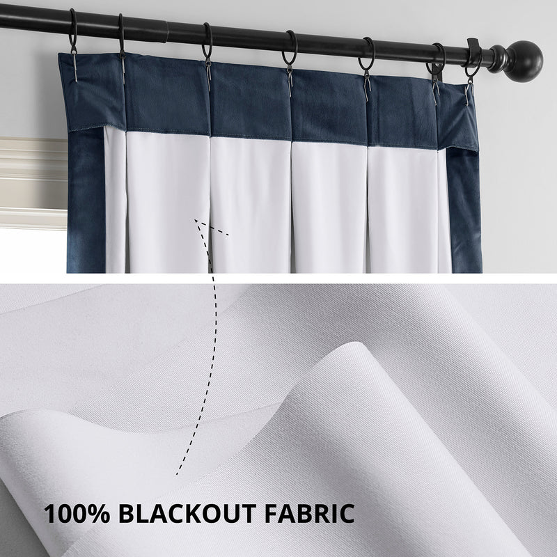 Midnight Blue French Pleat Signature Velvet Blackout Curtain