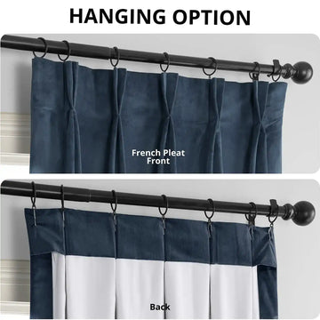 Midnight Blue French Pleat Signature Velvet Blackout Curtain