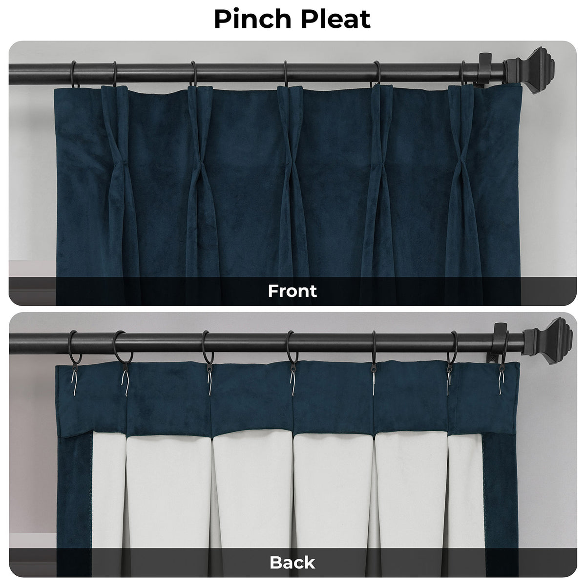 Midnight Blue Pinch Pleat Signature Velvet Blackout Curtain