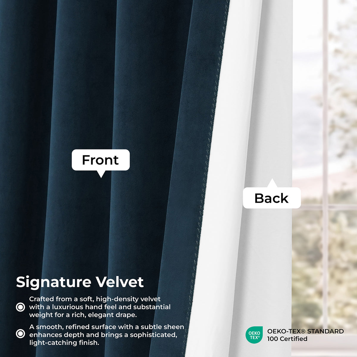 Midnight Blue Grommet Signature Velvet Blackout Curtain