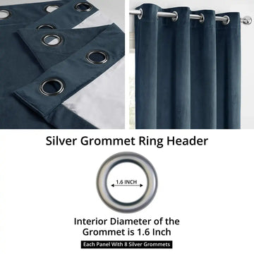 Midnight Blue Grommet Signature Velvet Blackout Curtain