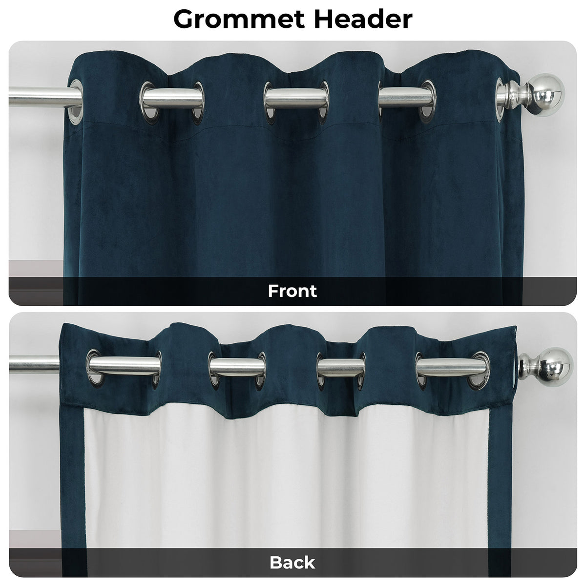 Midnight Blue Grommet Signature Velvet Blackout Curtain