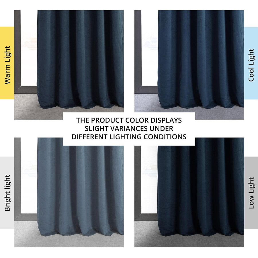 Midnight Blue French Pleat Signature Velvet Blackout Curtain - HalfPriceDrapes.com
