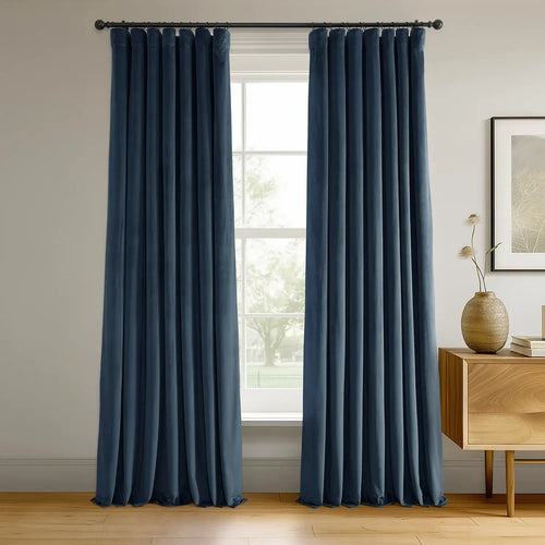 Midnight Blue Signature Velvet Blackout Curtain