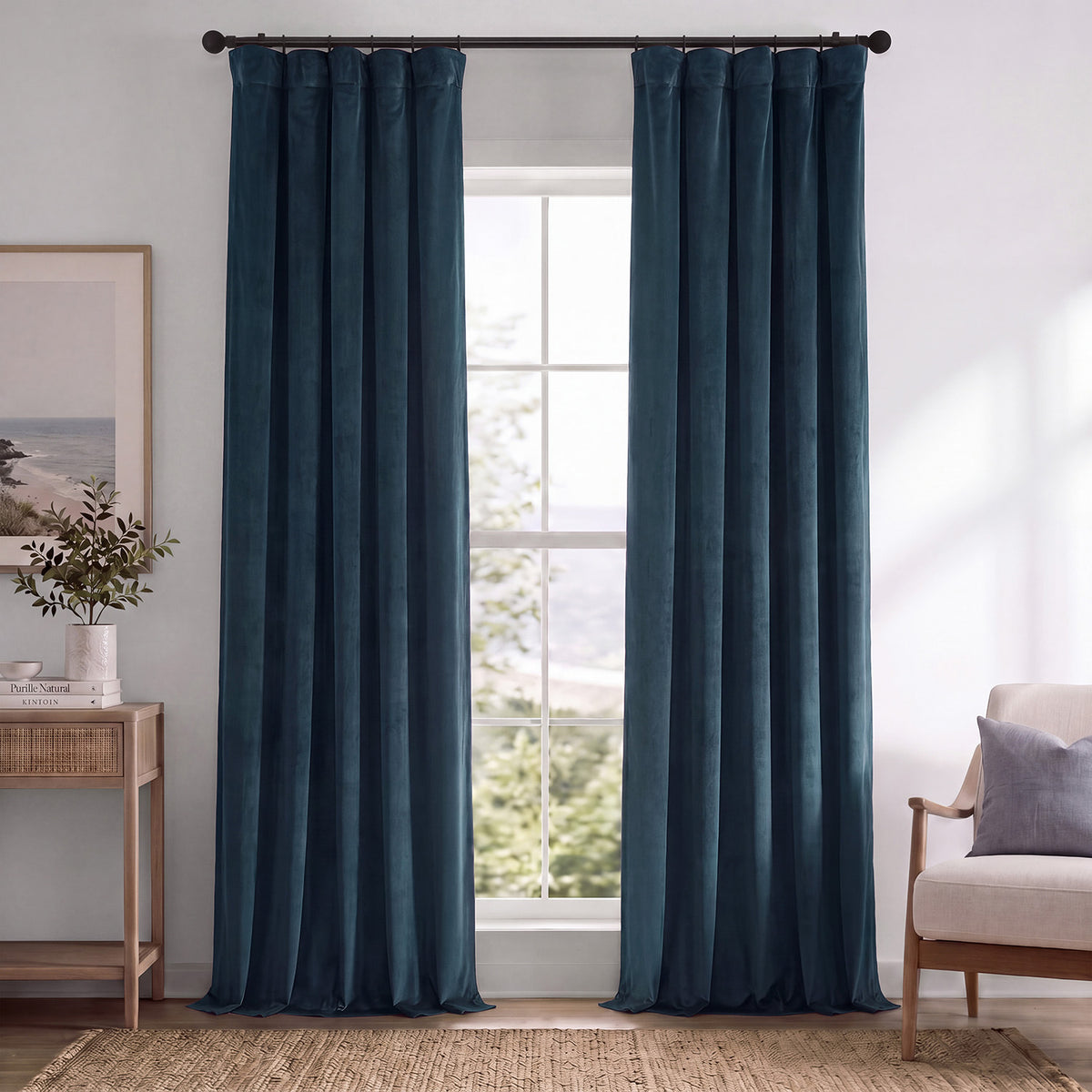 Midnight Blue Signature Velvet Blackout Curtain