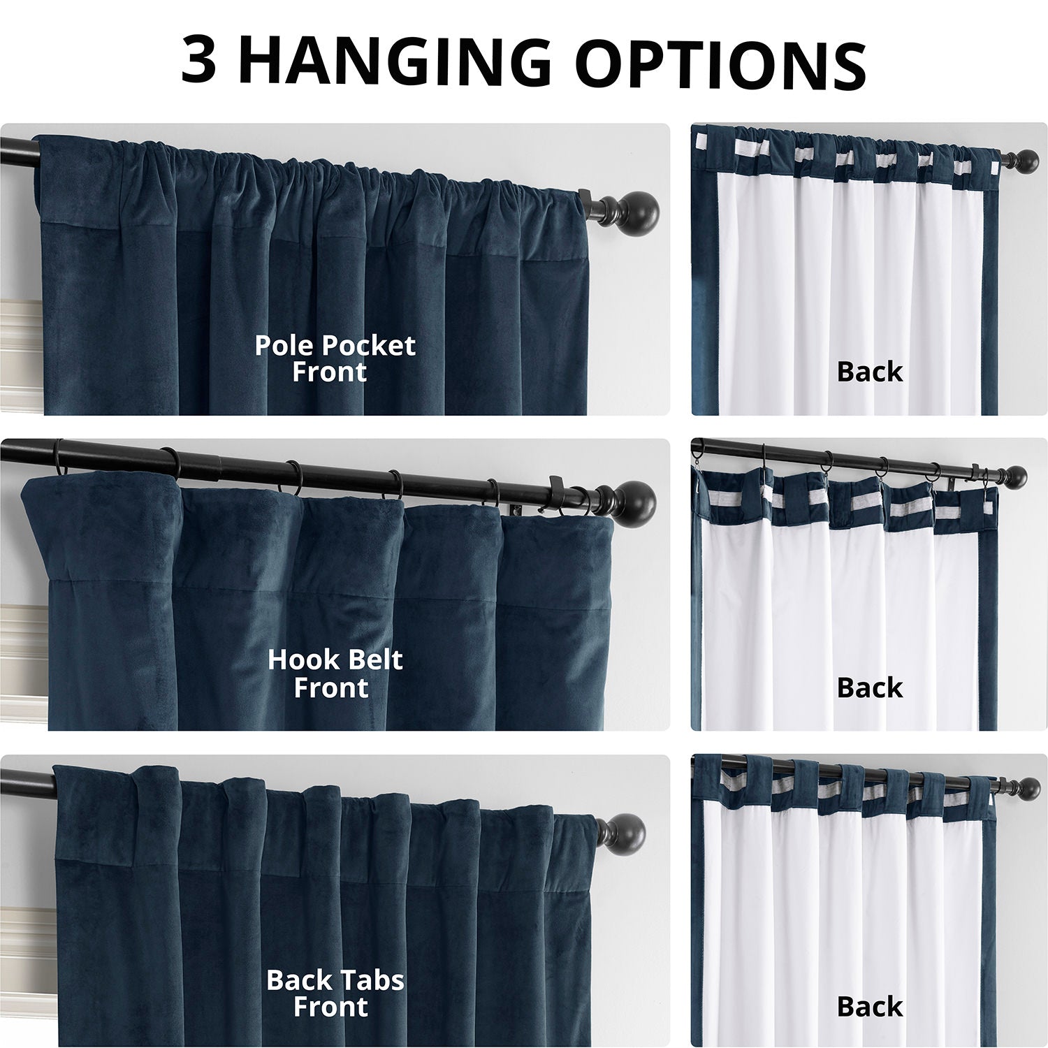 Midnight Blue Signature Velvet Blackout Curtain