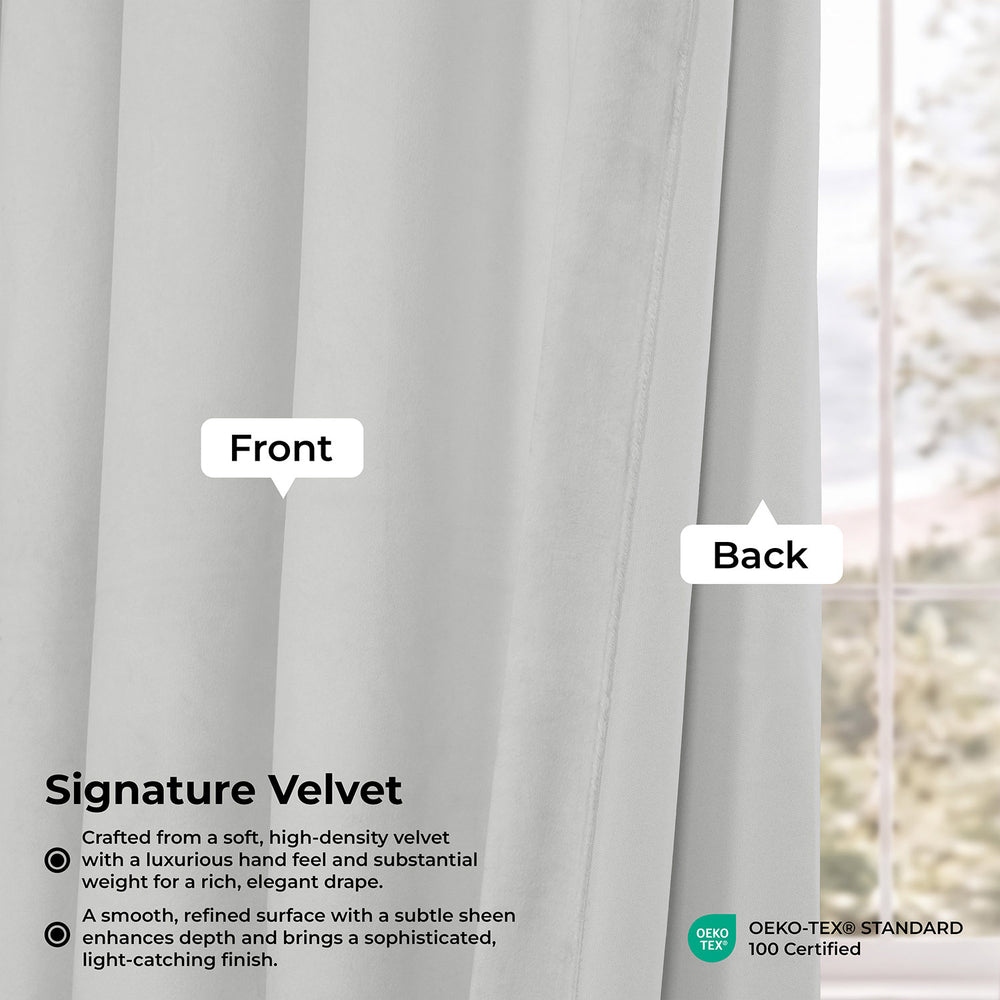 Primary White Pinch Pleat Signature Velvet Blackout Curtain