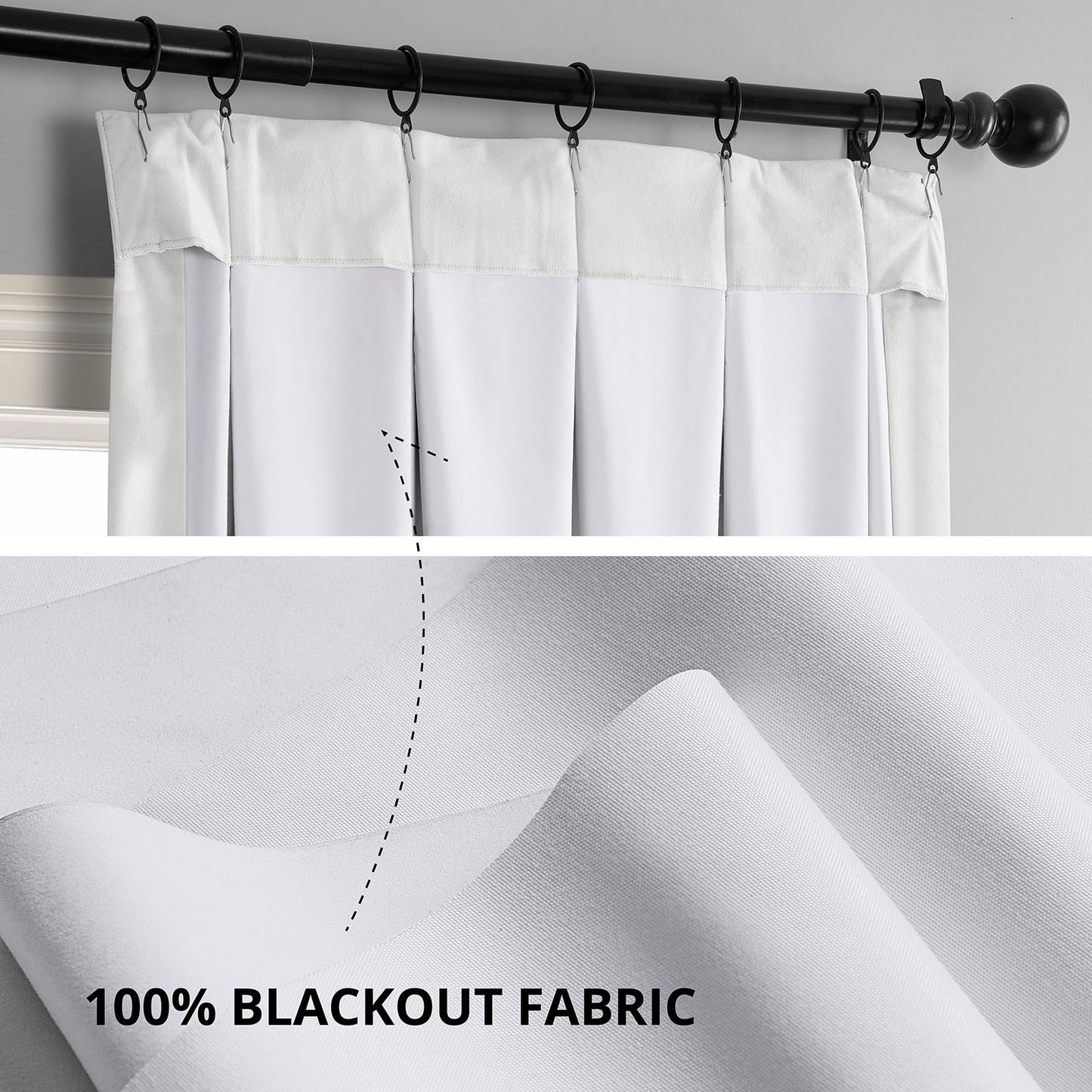 Primary White French Pleat Signature Velvet Blackout Curtain