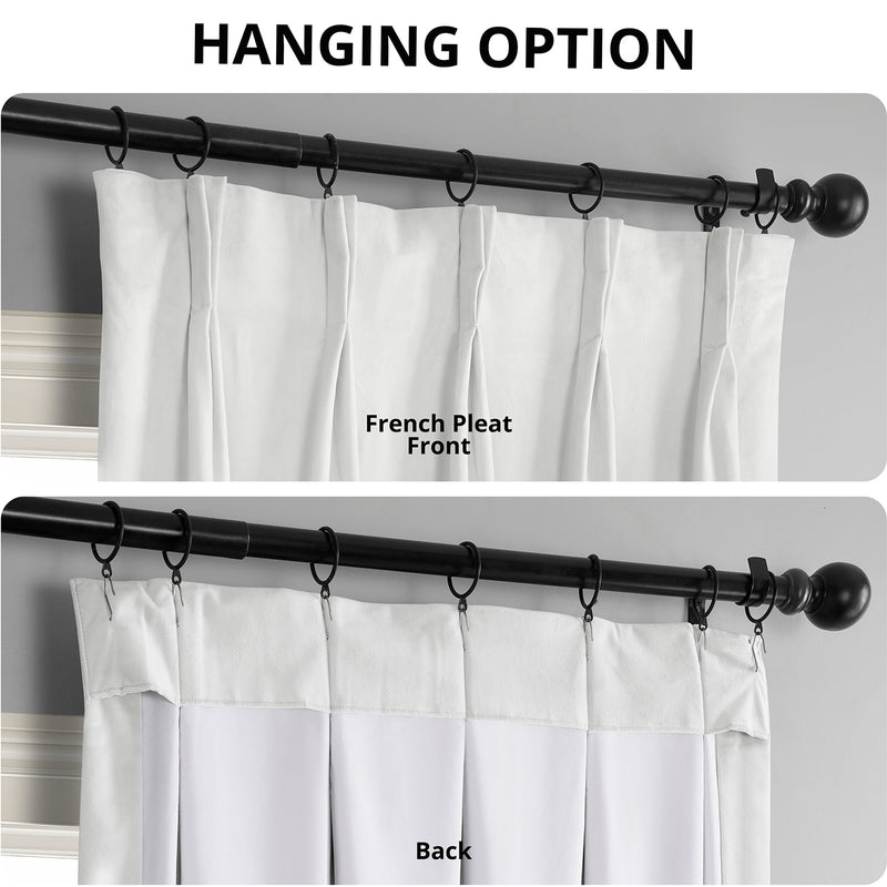 Primary White French Pleat Signature Velvet Blackout Curtain