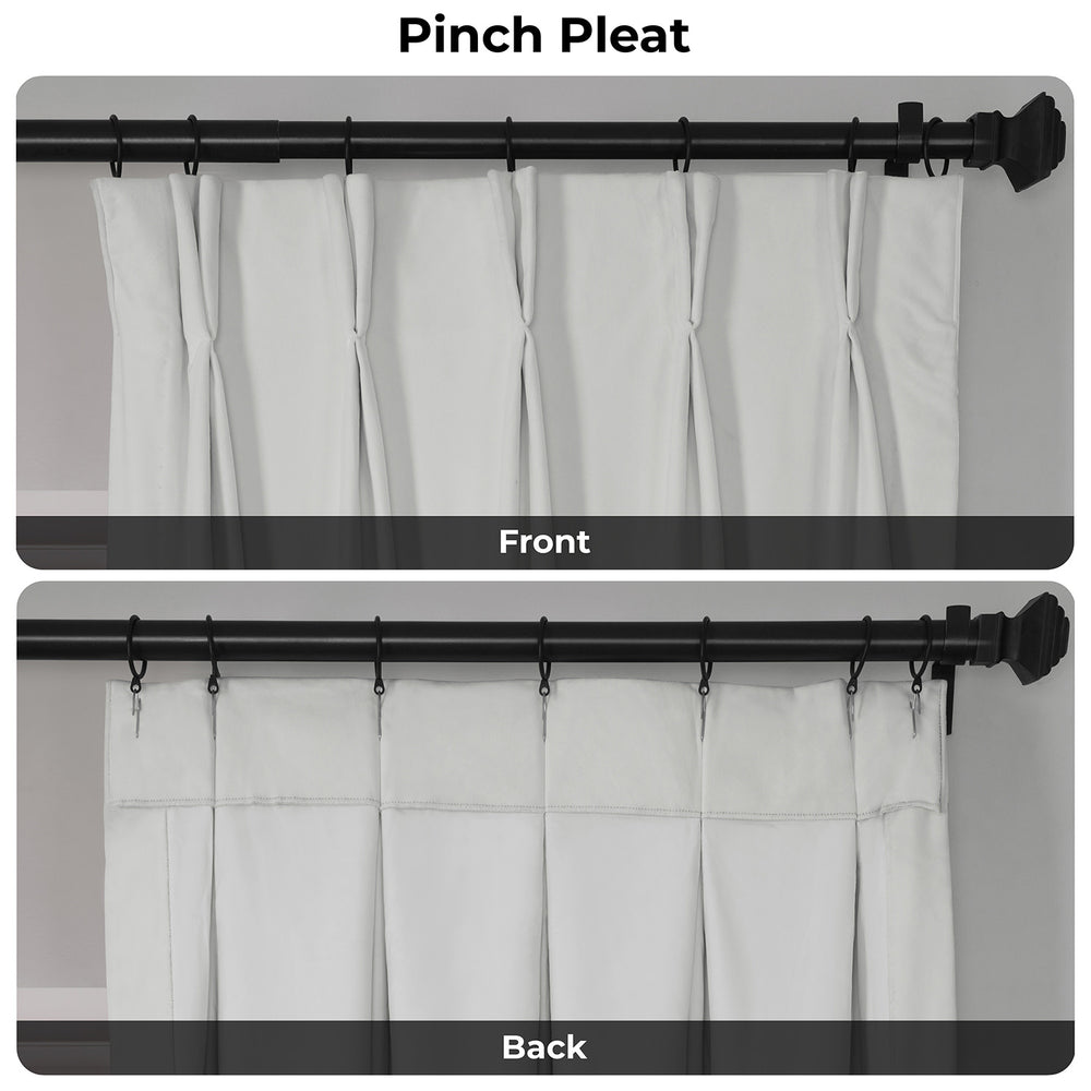 Primary White Pinch Pleat Signature Velvet Blackout Curtain