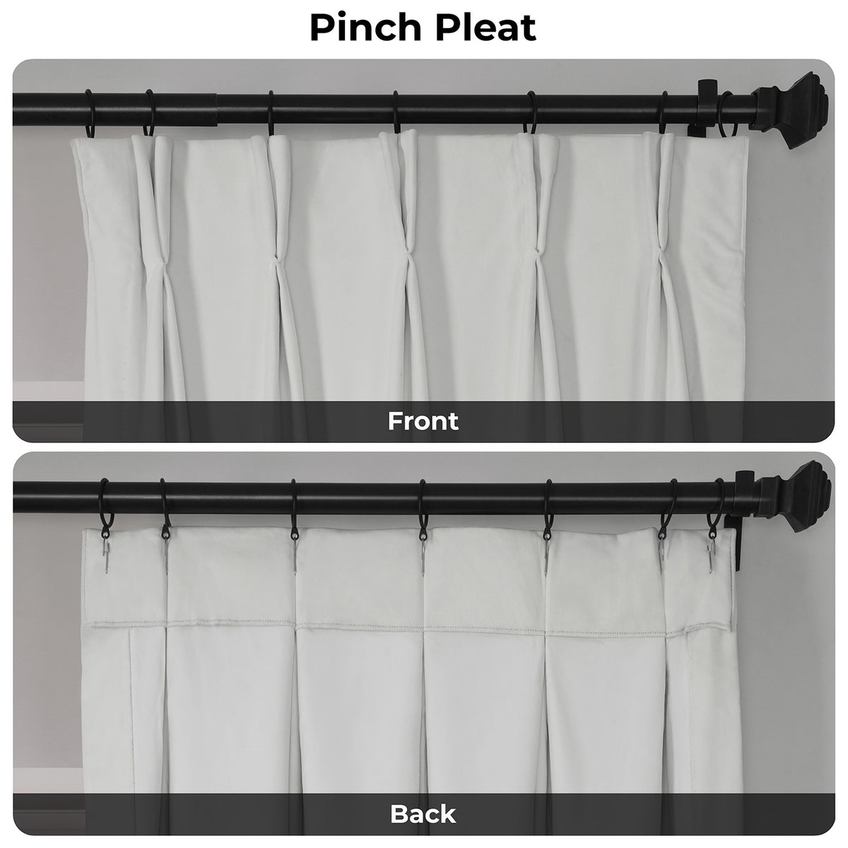 Primary White Pinch Pleat Signature Velvet Blackout Curtain