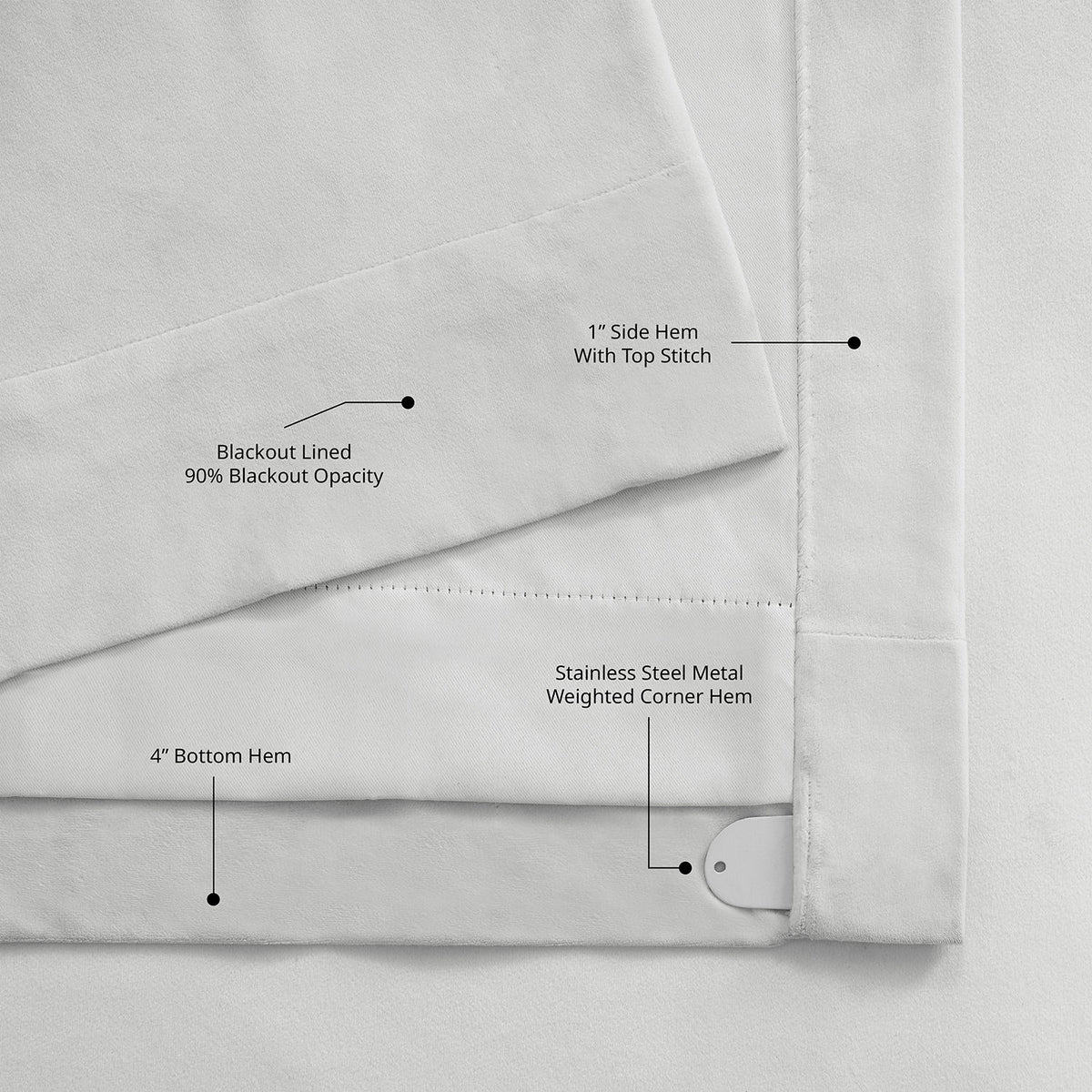 Primary White Pinch Pleat Signature Velvet Blackout Curtain