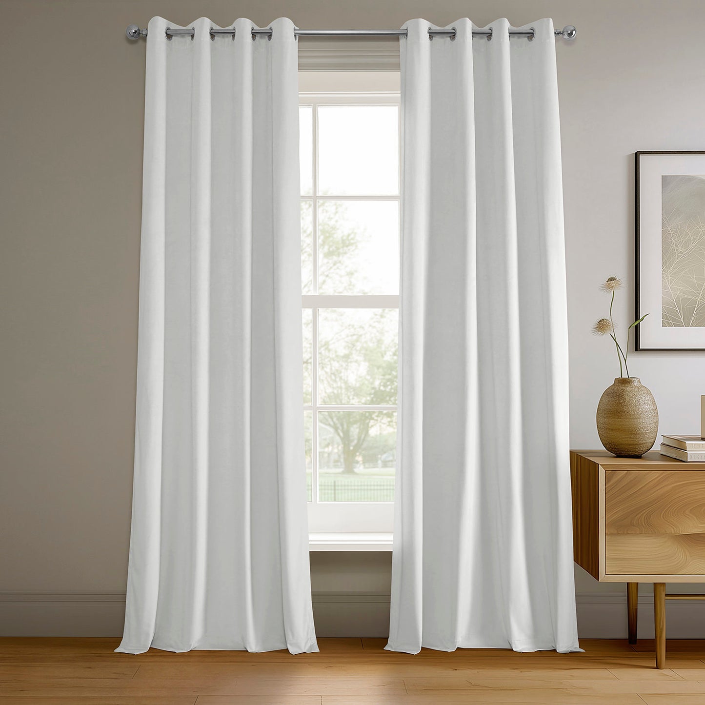 Primary White Grommet Signature Velvet Blackout Curtain