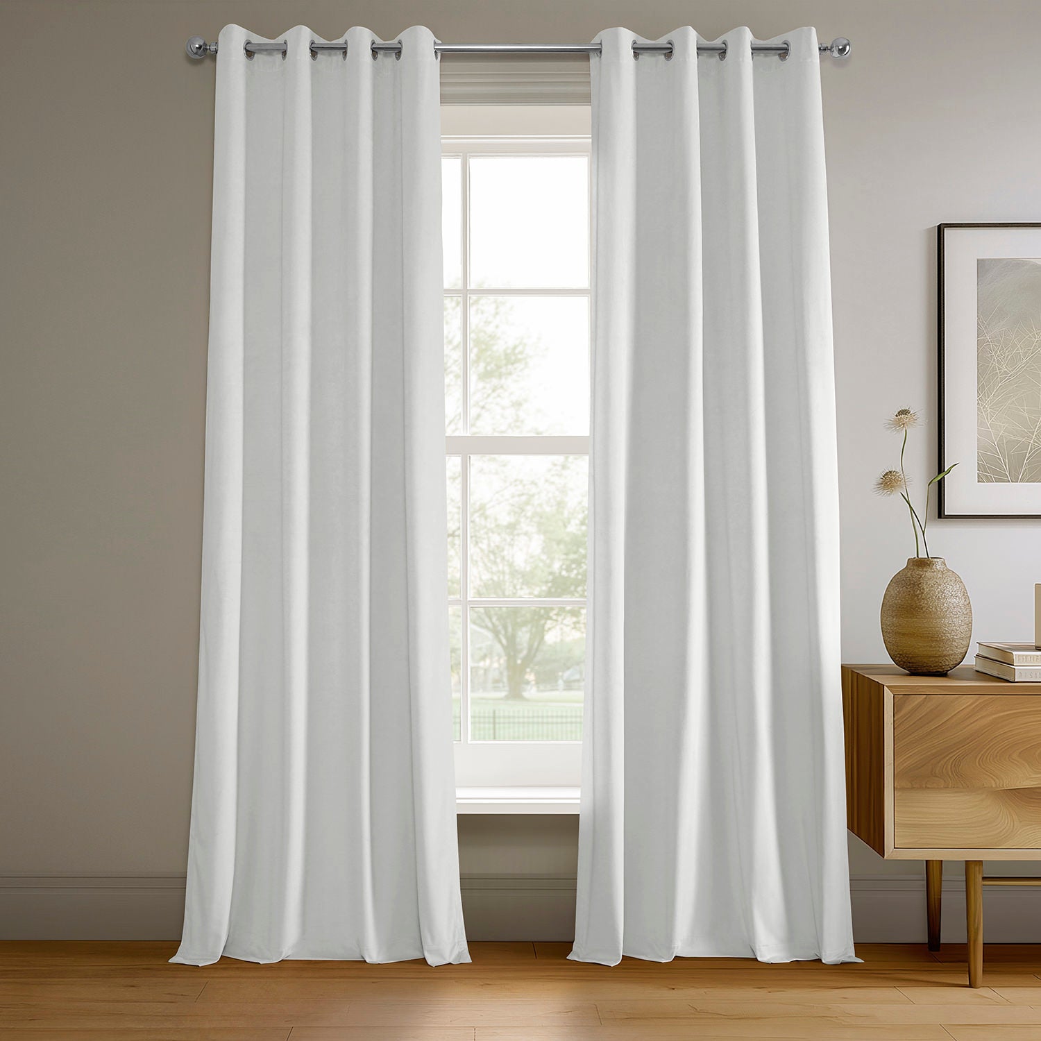 Primary White Grommet Signature Velvet Blackout Curtain