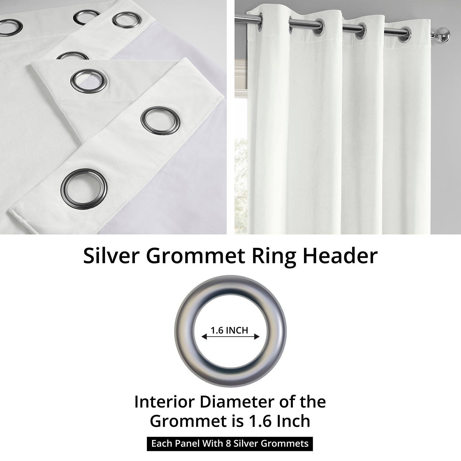 Primary White Grommet Signature Velvet Blackout Curtain