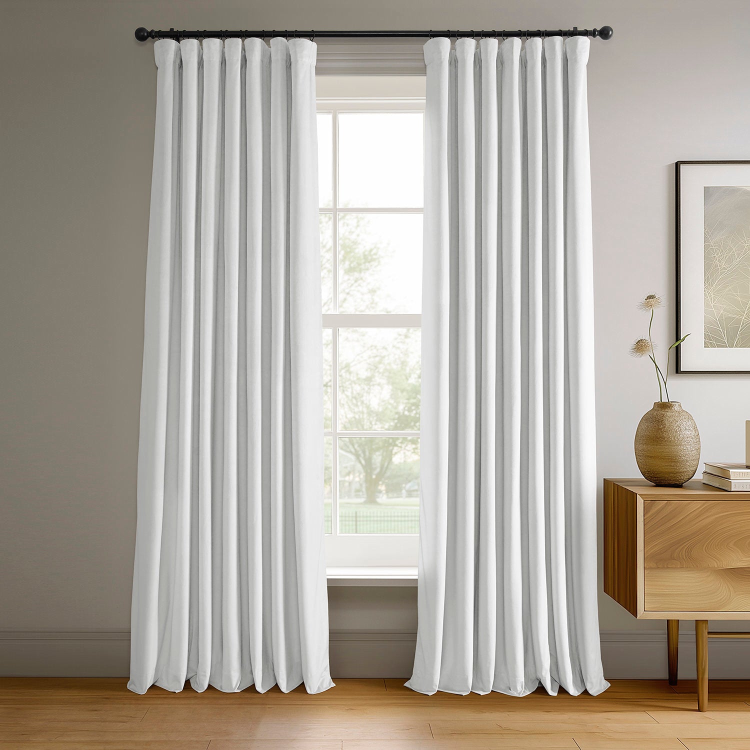 Primary White Signature Velvet Blackout Curtain