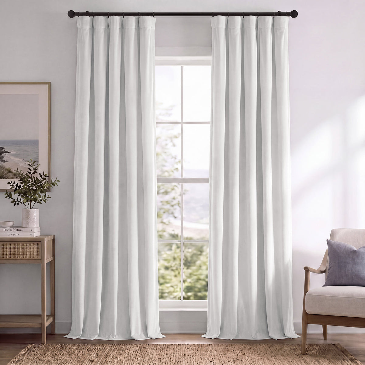 Primary White Signature Velvet Blackout Curtain