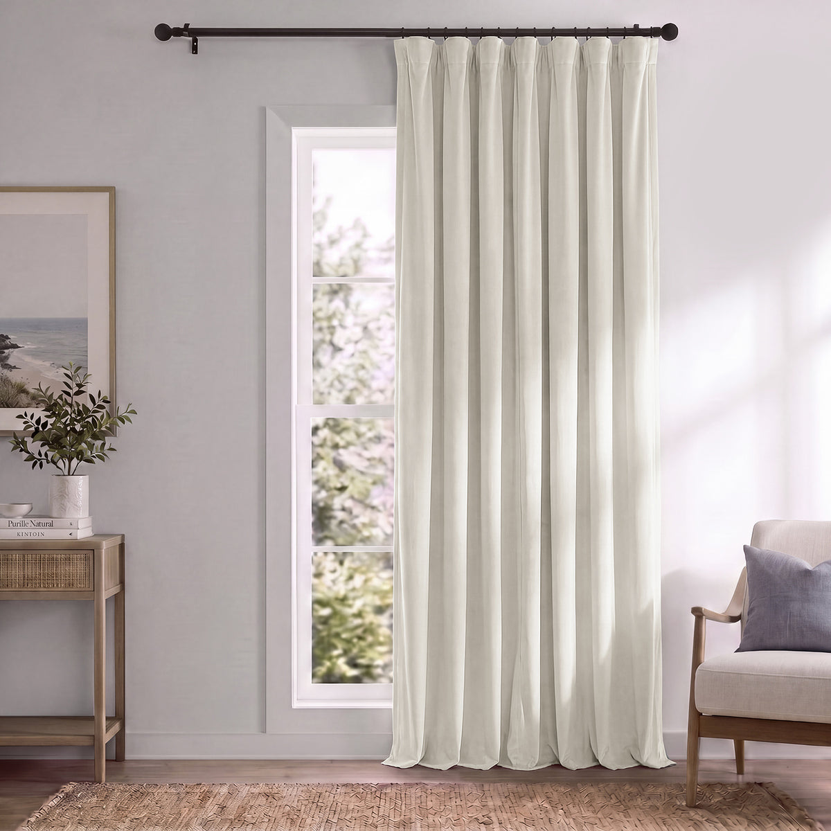 Warm Off White Signature Extra Wide Velvet Blackout Curtain