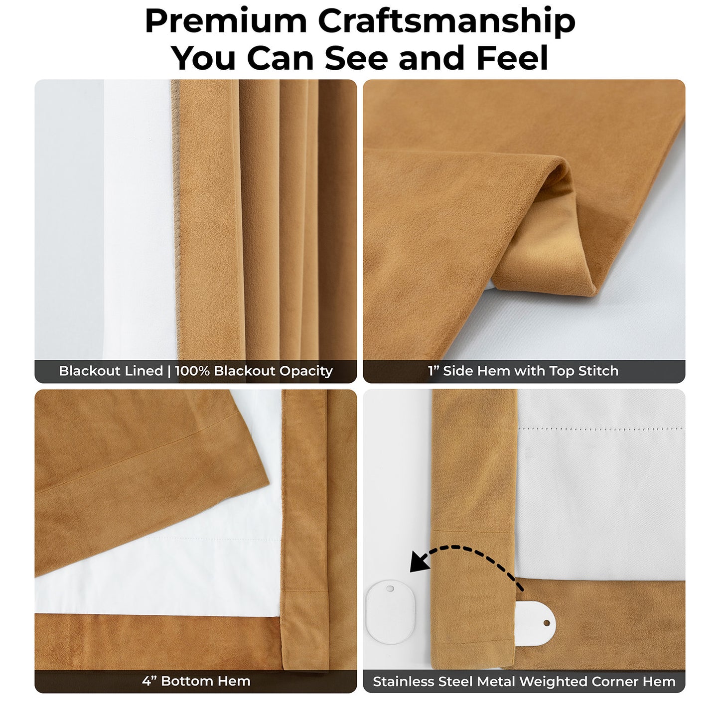 Amber Gold Signature Extra Wide Velvet Blackout Curtain