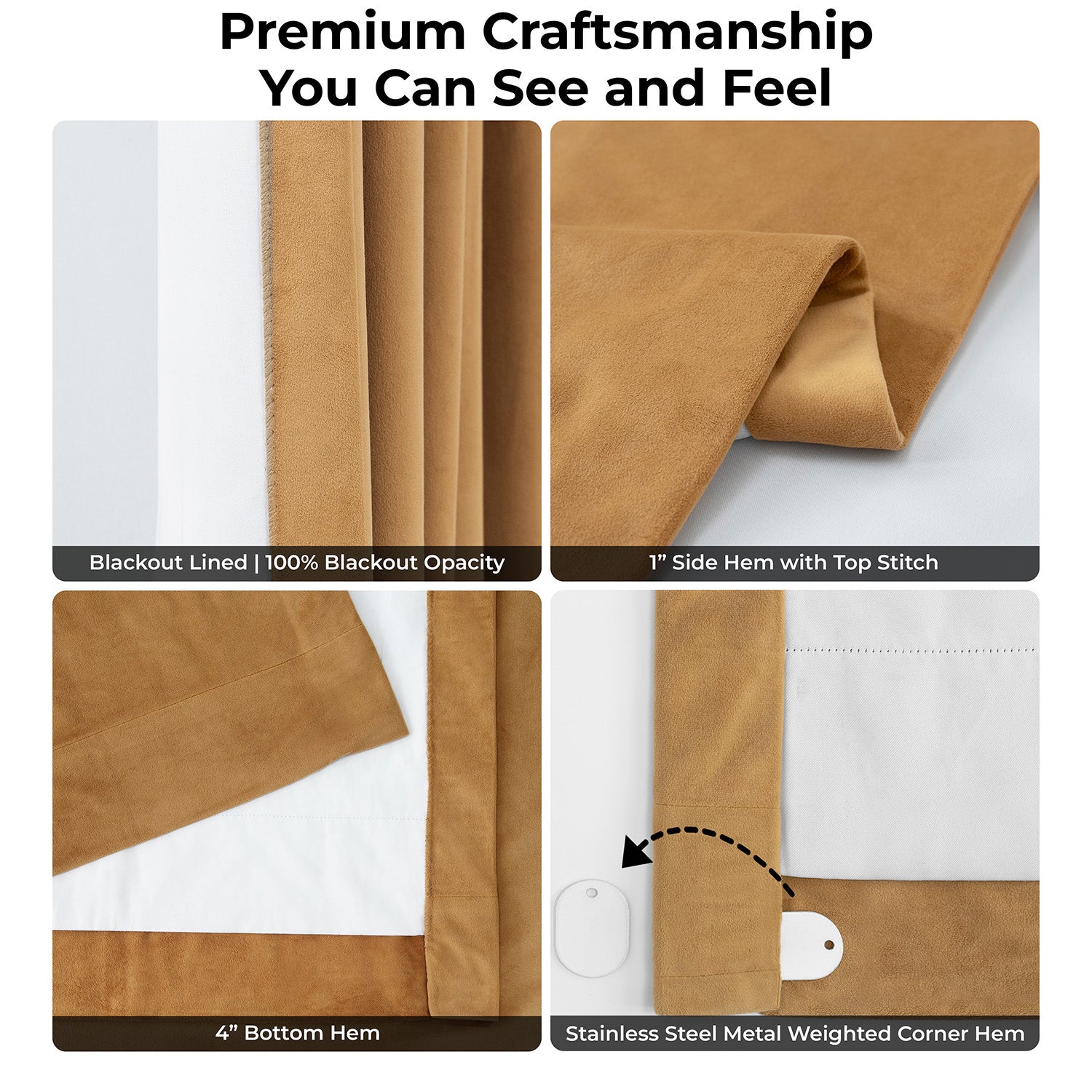 Amber Gold Signature Extra Wide Velvet Blackout Curtain