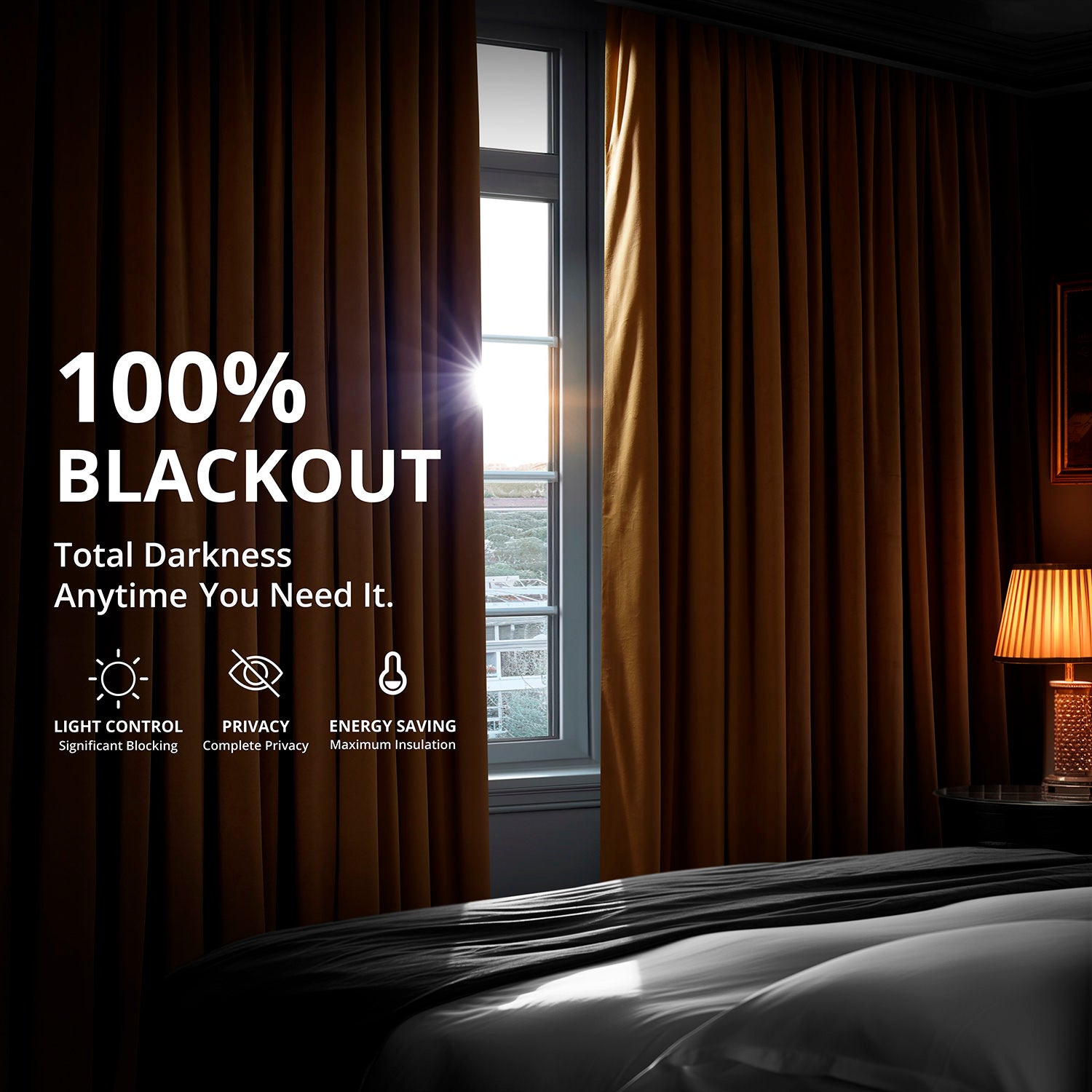 Amber Gold Signature Extra Wide Velvet Blackout Curtain