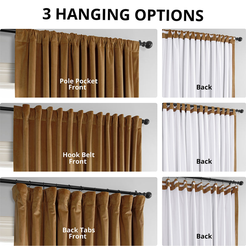 Amber Gold Signature Extra Wide Velvet Blackout Curtain