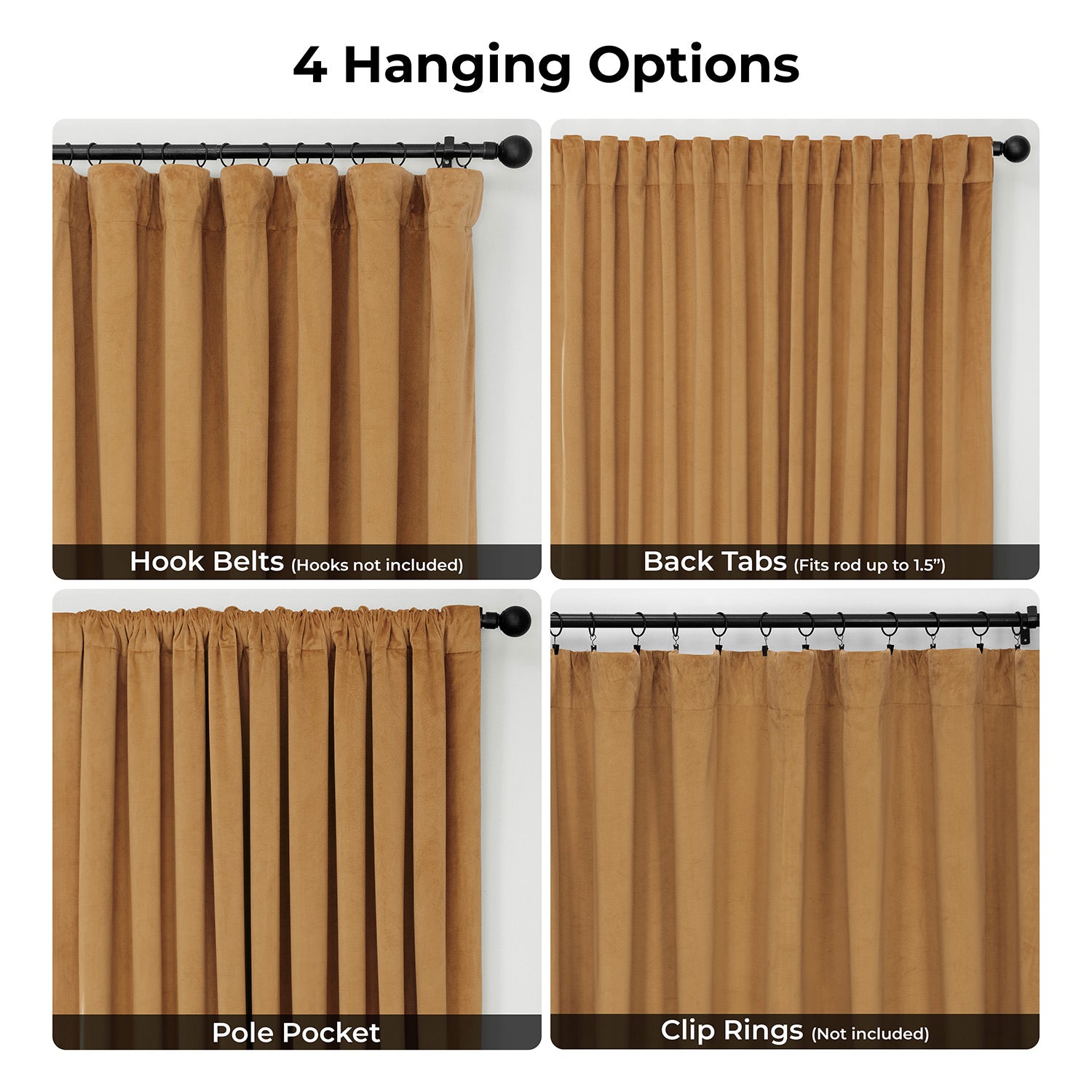 Amber Gold Signature Extra Wide Velvet Blackout Curtain