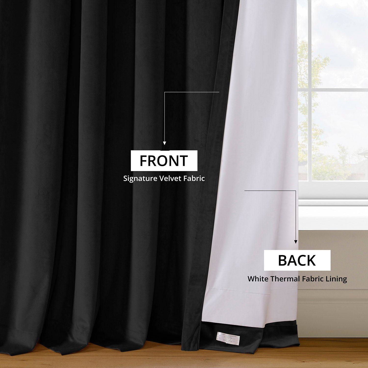 Black Signature Extra Wide Velvet Blackout Curtain