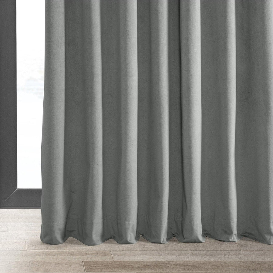 Silver Grey Grommet Signature Extra Wide Velvet Blackout Curtain - HalfPriceDrapes.com