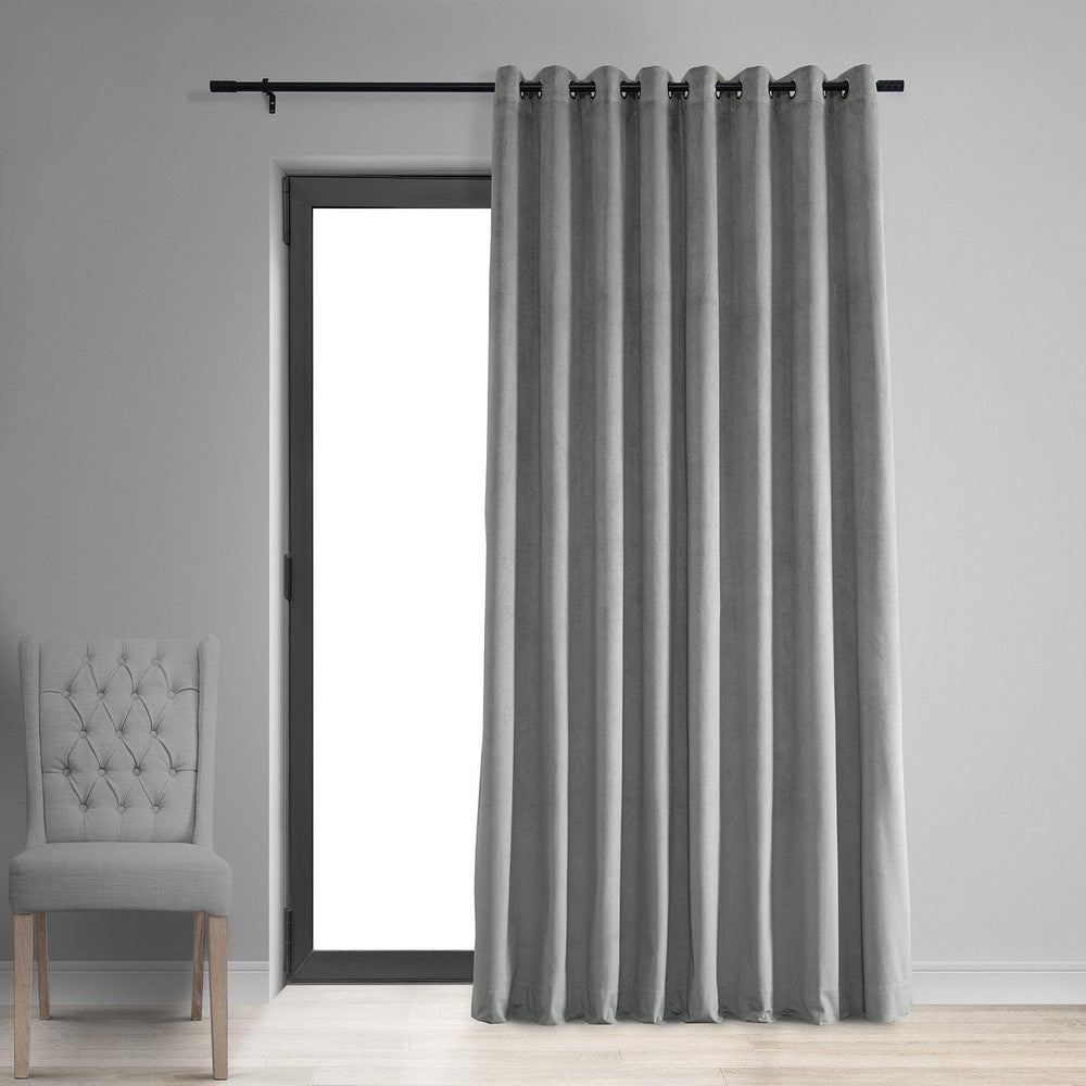 Silver Grey Grommet Signature Extra Wide Velvet Blackout Curtain - HalfPriceDrapes.com