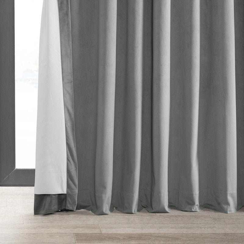 Silver Grey Grommet Signature Extra Wide Velvet Blackout Curtain - HalfPriceDrapes.com