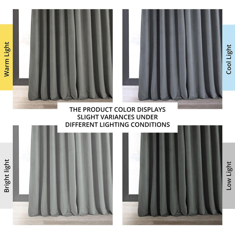 Silver Grey Grommet Signature Extra Wide Velvet Blackout Curtain - HalfPriceDrapes.com