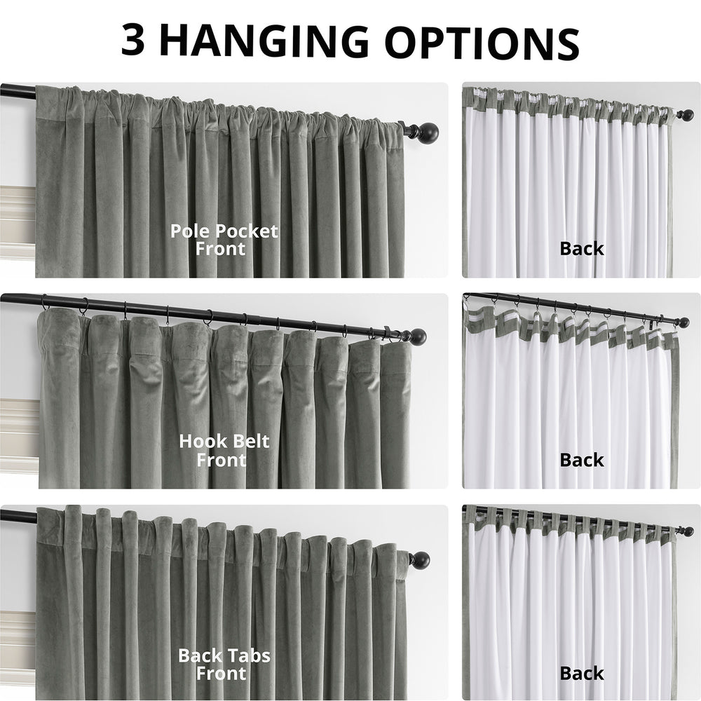 Silver Grey Signature Extra Wide Velvet Blackout Curtain