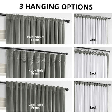Silver Grey Signature Extra Wide Velvet Blackout Curtain