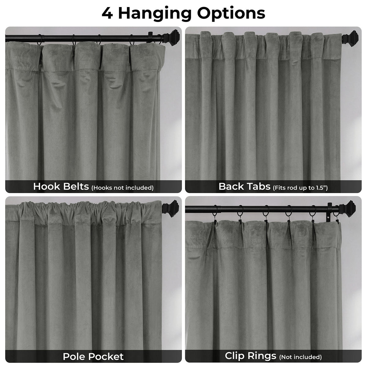 Silver Grey Signature Extra Wide Velvet Blackout Curtain