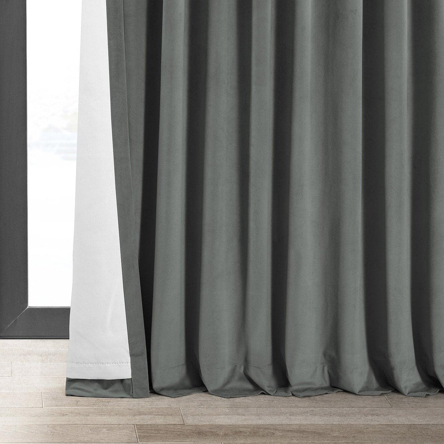 Silver Grey Signature Extra Wide Velvet Blackout Curtain - HalfPriceDrapes.com