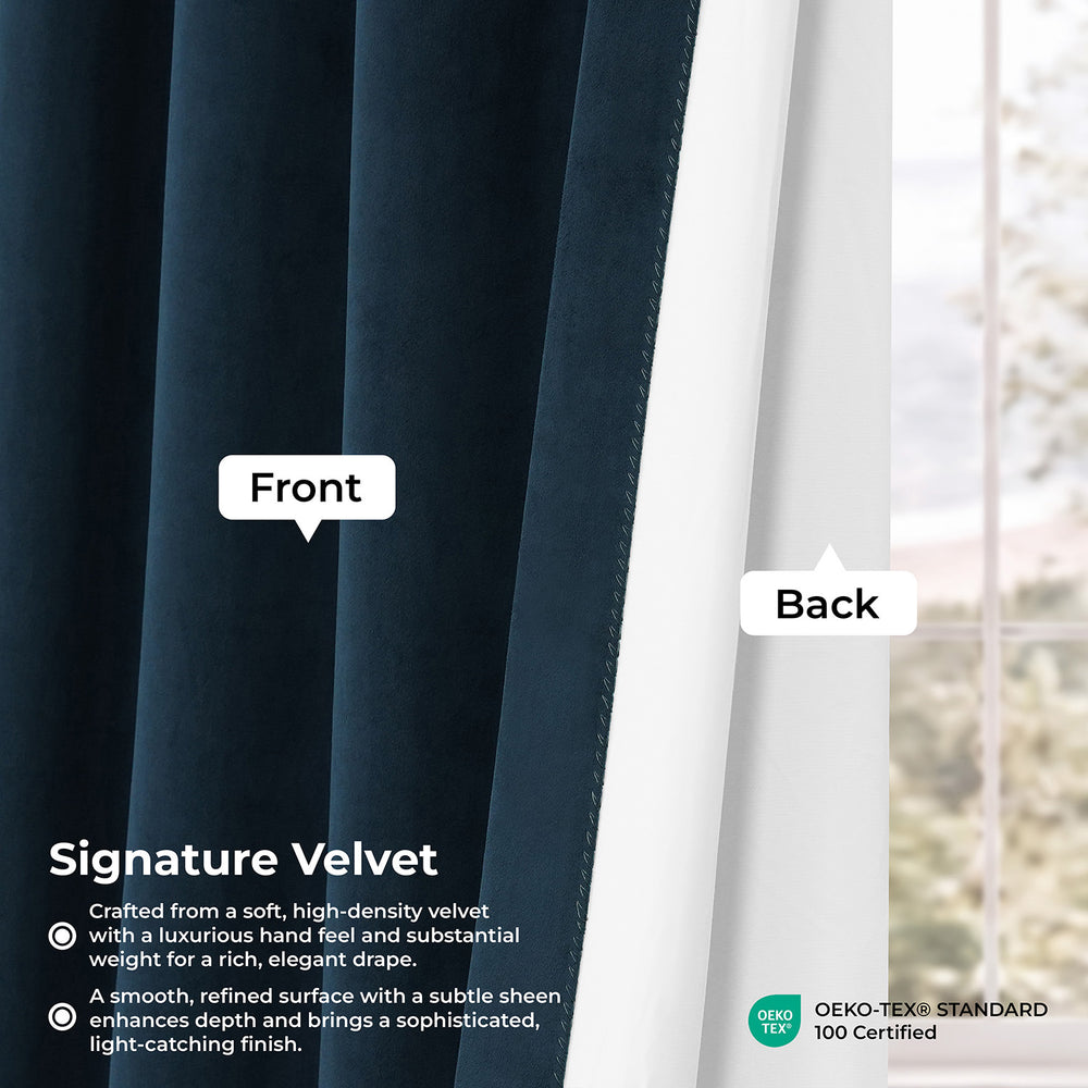 Midnight Blue Signature Extra Wide Velvet Blackout Curtain