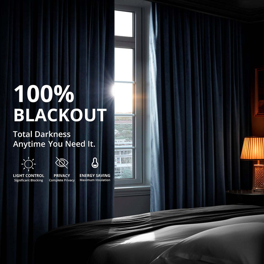 Midnight Blue Signature Extra Wide Velvet Blackout Curtain