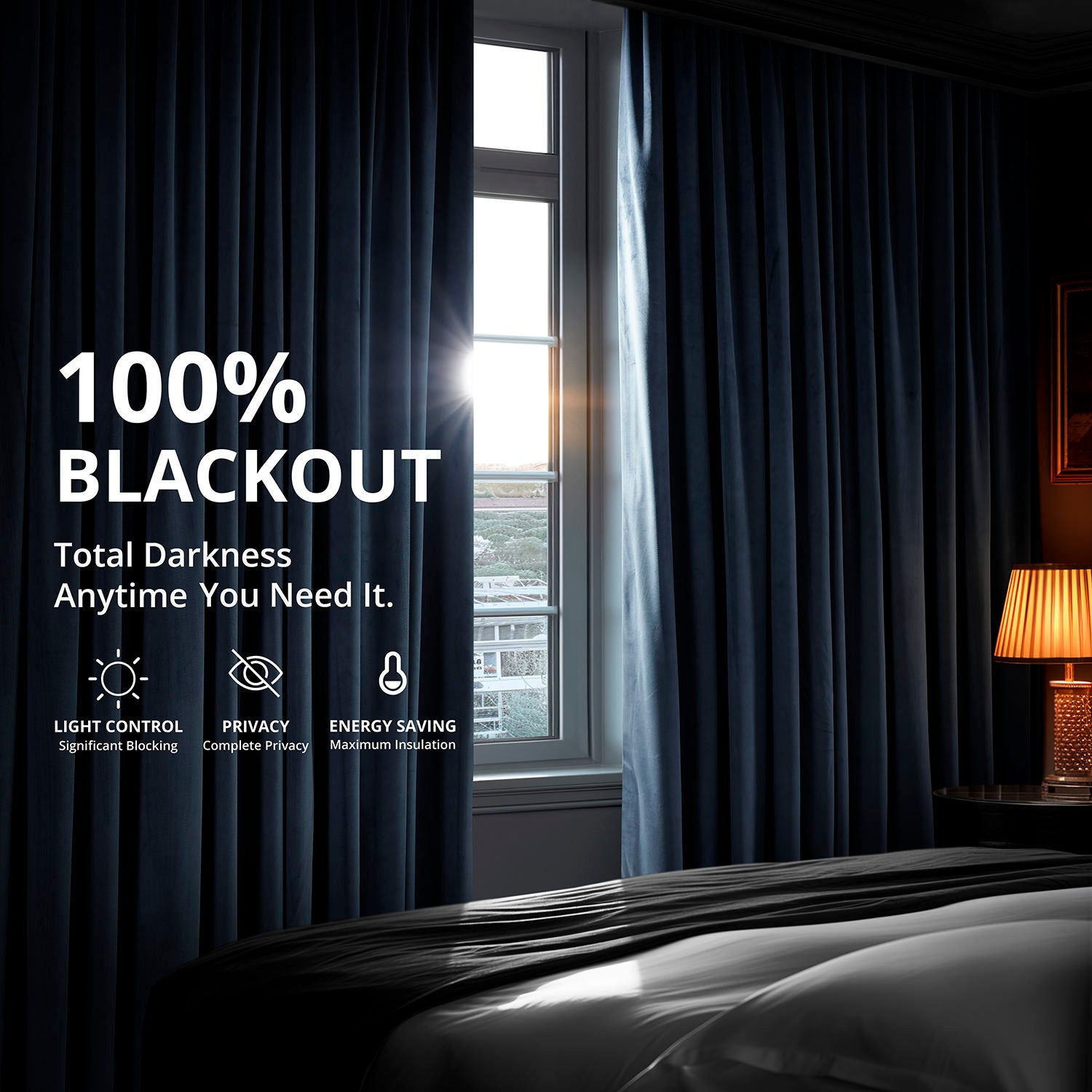 Midnight Blue Signature Extra Wide Velvet Blackout Curtain