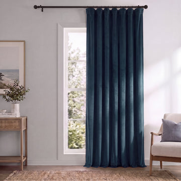 Midnight Blue Signature Extra Wide Velvet Blackout Curtain