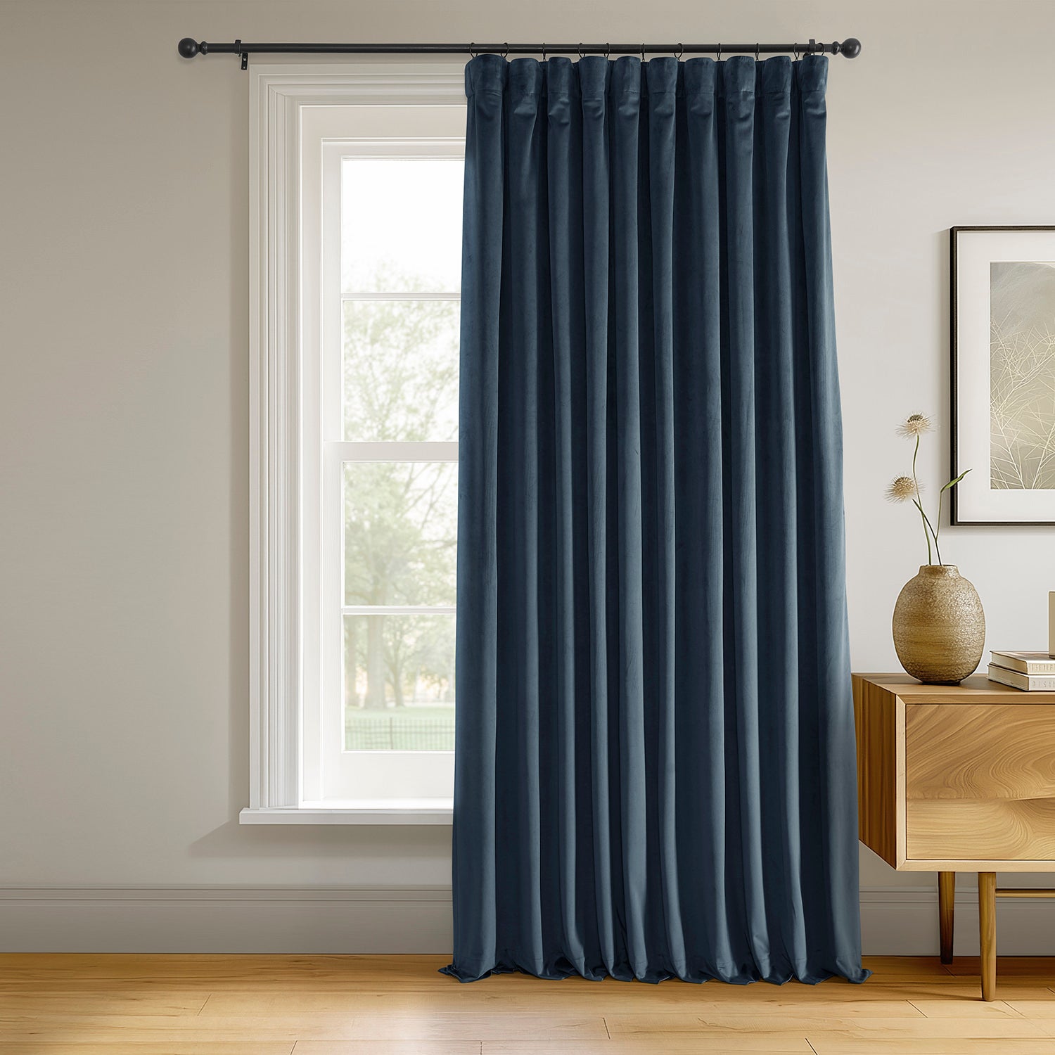 Midnight Blue Signature Extra Wide Velvet Blackout Curtain