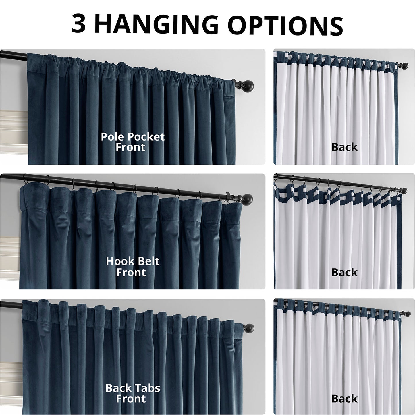 Midnight Blue Signature Extra Wide Velvet Blackout Curtain