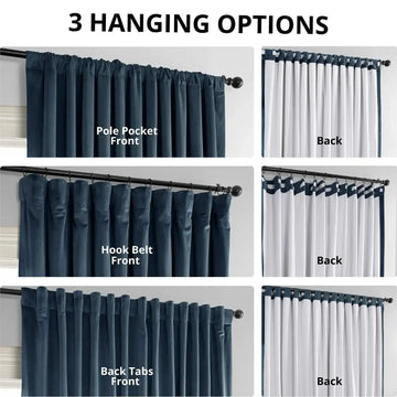 Midnight Blue Signature Extra Wide Velvet Blackout Curtain