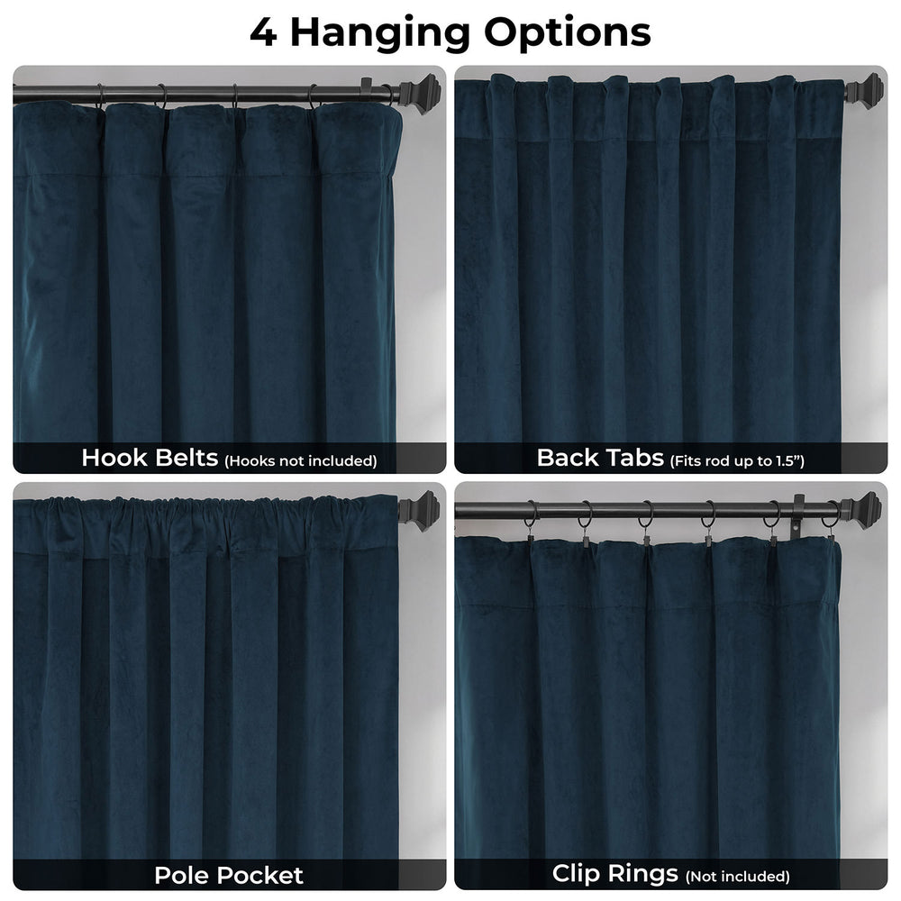 Midnight Blue Signature Extra Wide Velvet Blackout Curtain