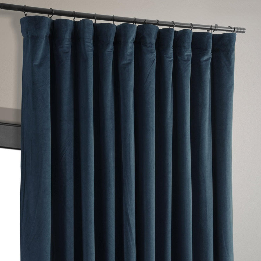 Midnight Blue Signature Extra Wide Velvet Blackout Curtain - HalfPriceDrapes.com